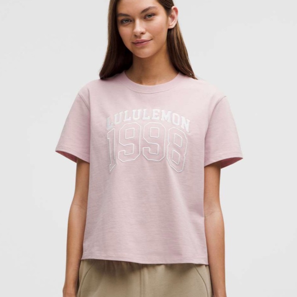 Lululemon Relaxed-Fit Cotton Jersey T-Shirt *Graphic Pink Haze Size 4